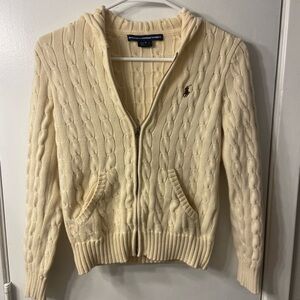 Ralph Lauren Cream Cable Knit Zip-Up Sweater